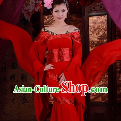 Chinese Classic Red Fish Tail Wedding Dress for Women