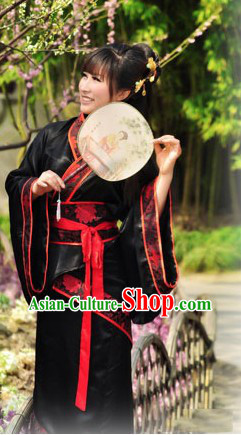 Chinese Classic Black Hanfu Clothing Complete Set for Women