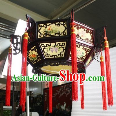 Chinese Classic Wooden Landscape Palace Lantern