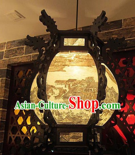Traditional Hand Made Wood and Parchment Palace Hanging Lantern