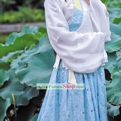 Traditional Chinese Han Fu Embroidered Orchid Clothing for Women