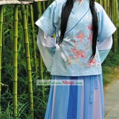 Ancient Chinese Han Dynasty Embroidered Girl Costumes