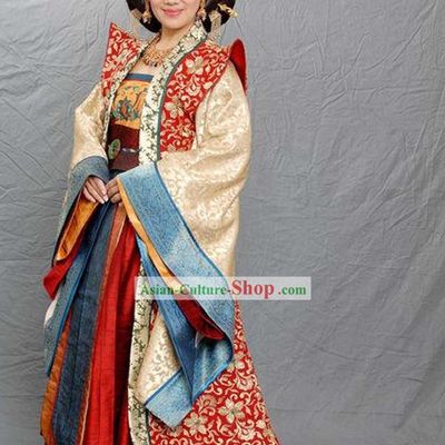 Ancient Chinese Queen Mother Clothing and Headpiece Complete Set