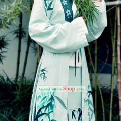 Ancient Chinese Hand Painted Bamboo Dress for Women