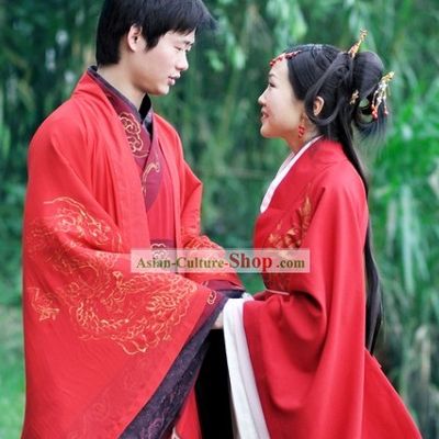 Ancient Chinese Wedding Dresses 2 Sets for Men and Women