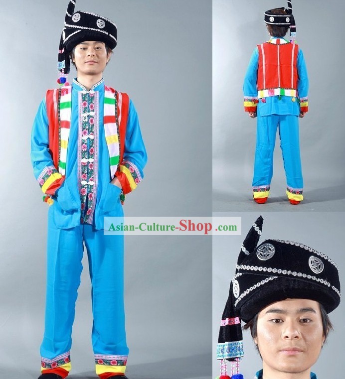 Yi Minority Dance Costume and Hat for Men