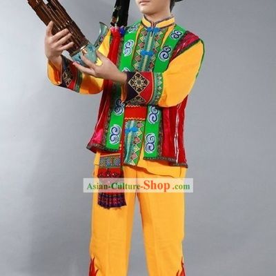 Chinese Yi Nationality Dance Costume and Hat for Men