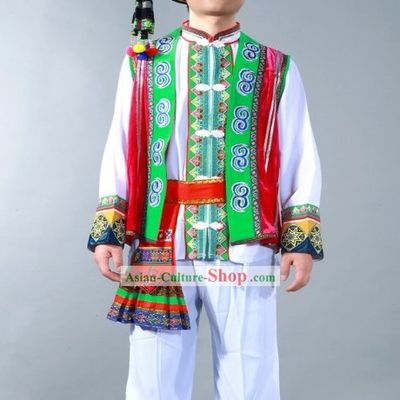 Chinese Yi Nationality Dance Costume and Hat for Men