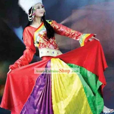 Chinese Tibetan Nationality Costume and Hat for Women