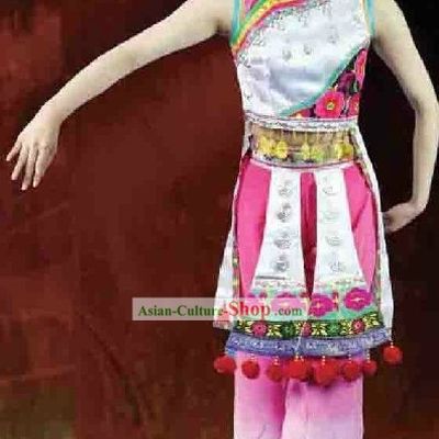 Yi Nationality Torch Festival Dance Costume and Headgear for Women