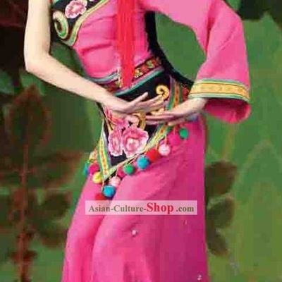 Chinese Yi Ethnic Minority Clothing and Hat for Women