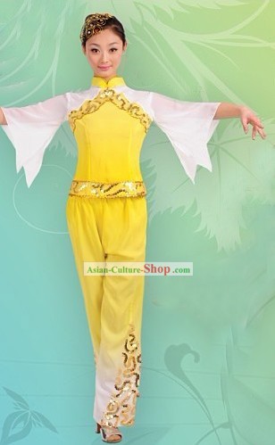 Chinese Folk Dance Costume and Headpiece for Women
