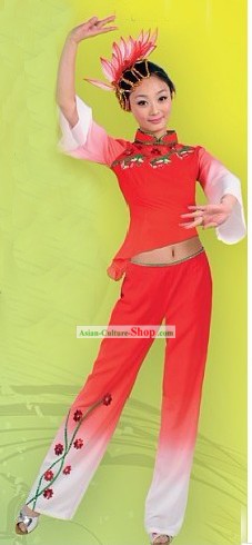 Chinese Folk Dance Costume and Headpiece for Women