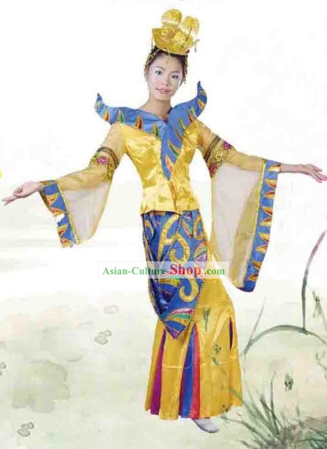 Chinese Palace Classical Dancing Costume and Headpiece for Women