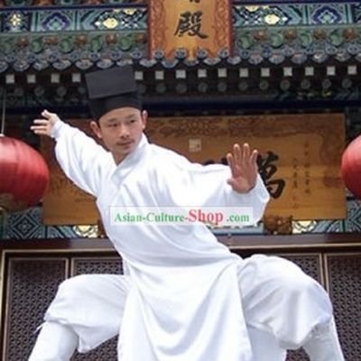 Chinese Daoist Priest Teacher Clothing and Headpiece
