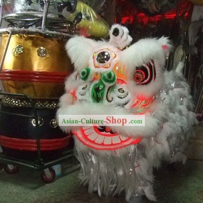 Professional Competition White Wool Lion Dance Costume Complete Set