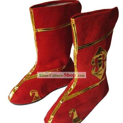 Traditional Stage Performance Red Boots for Both Men and Women