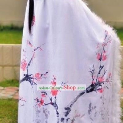 Ancient Chinese Hand Painted Cherry Blossom Winter Cape