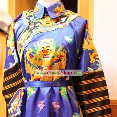 Qing Dynasty Embroidered Dragon Emperor Clothing for Men