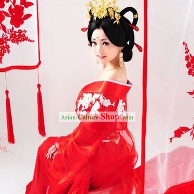 Ancient Chinese Tang Dynasty Bride Wedding Dress Complete Set