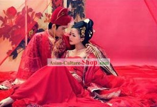 Ancient Chinese Tang Dynasty Wedding Dress Two Sets for Men and Women