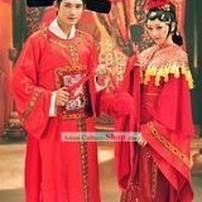 Traditional Chinese Wedding Dress Two Complete Sets for Men and Women