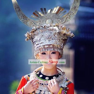 Miao Tribe Female Clothing Silver Hat and Acessories