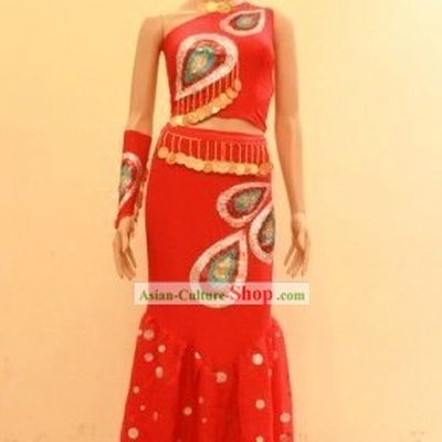 Traditional Chinese Dai Ethnic Peacock Dance Costumes for Women