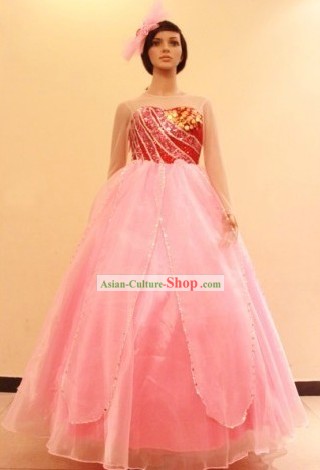 Traditional Chinese Accompany Dancing Costume and Headpiece for Women