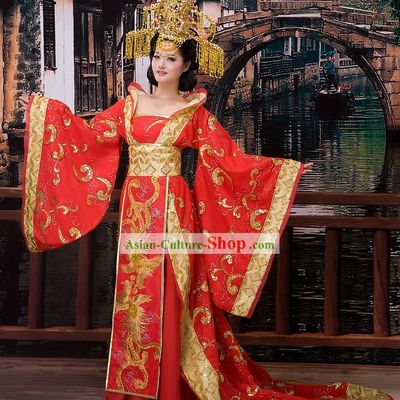 Traditional Chinese Wedding Phoenix Dress and Crown for Brides