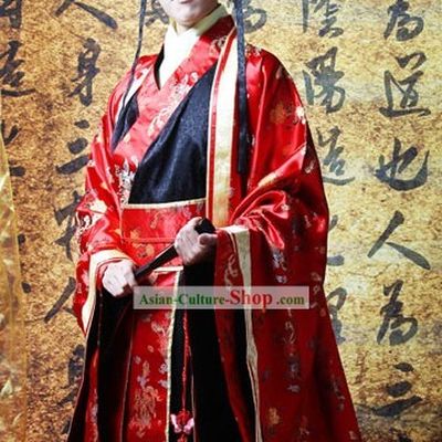 Traditional Chinese Bridegroom Wedding Dress and Coronet for Men