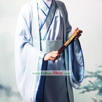 Ancient Chinese Intellectual Clothing and Hat Complete Set for Men