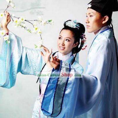 Ancient Chinese Intellectual and His Wife Clothing Two Sets