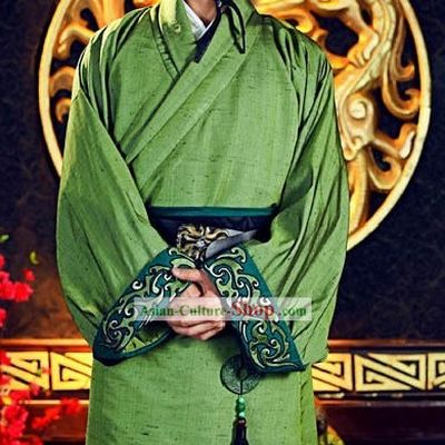 Ancient Han Dynasty Emperor Liu Bang Costume and Hat for Men