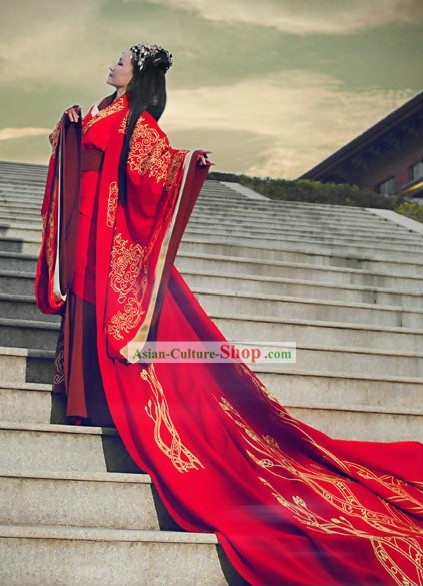 Traditional Chinese Hanfu Phoenix Wedding Dress for Brides