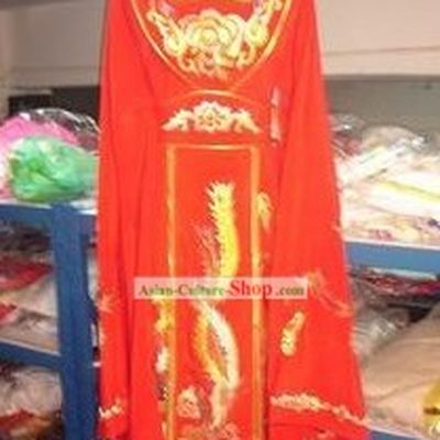 Ancient Red High Collar Embroidered Phoeix Empress Costumes