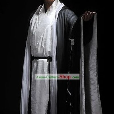 Three Kingdoms Zhuge Liang Costumes and Hat Complete Set for Men