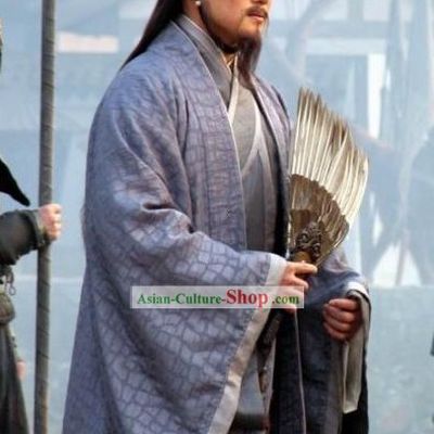 Three Kingdoms Zhuge Liang Costumes and Hat Complete Set for Men