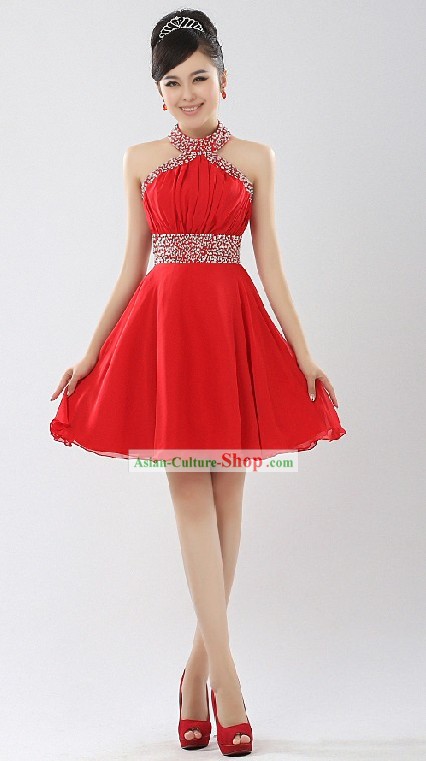 Classic Red Evening Dress for Bridemaids