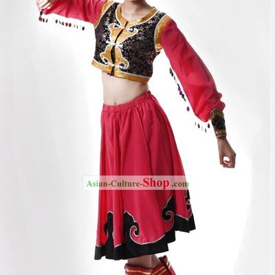Mongolian Chopstick Dance Costume and Hat for Women