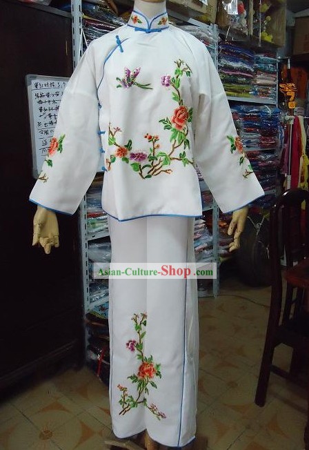 White Embroidered Flower and Butterfly Costume Complete Set for Women