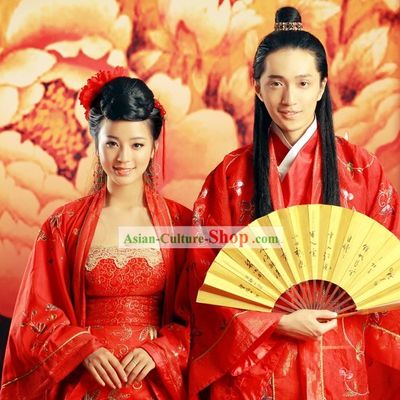 Ancient Chinese Wedding Clothing 2 Sets for Men and Women