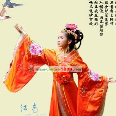 Ancient Chinese Imperial Princess Costumes and Hair Accessories for Children