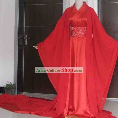 Five Meters Long Tail Red Wedding Clothing for Women