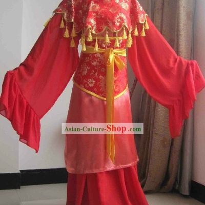 Chinese Classical Red Wedding Dress with Yellow Tassels