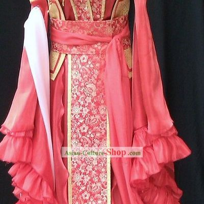 Chinese Princess Red Cosplay Costumes and Hair Accessories Complete Set