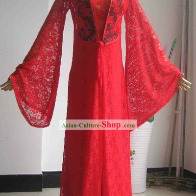 Chinese Classical Red Peony Wedding Dress for Brides