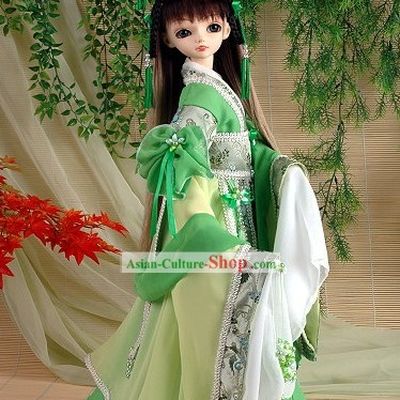 Ancient Chinese Imperial Princess Green Costumes, Hair Accessoreis and Wig Complete Set