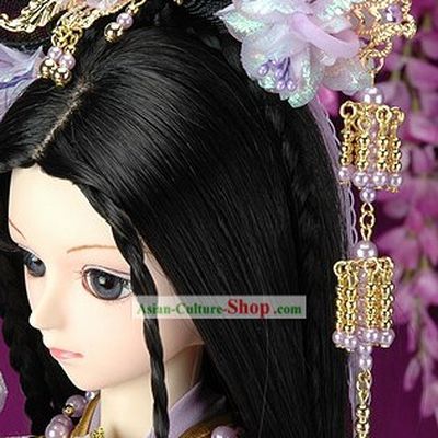 Ancient Chinese Princess Purple Hair Accessoreis and Wig Complete Set