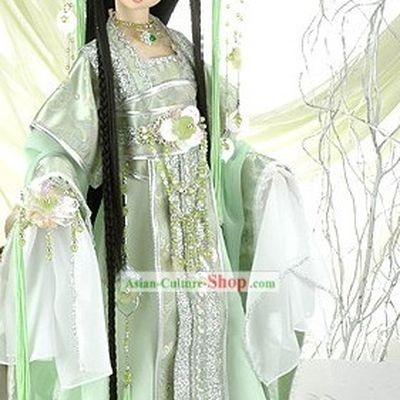 Ancient Chinese Princess Light Green Hair Accessoreis and Wig Complete Set